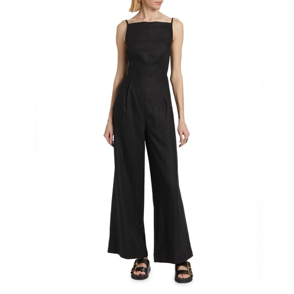 NWT Reformation Ciara Linen Sleeveless Jumpsuit Relaxed Leg Black | size 0 - Picture 13 of 13